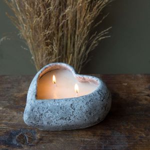 Stone Heart Candle Pot
