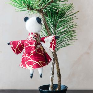 Hana Panda with Red Kimono Decoration