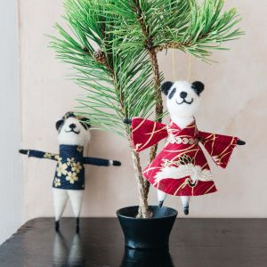 Hana Panda with Red Kimono Decoration