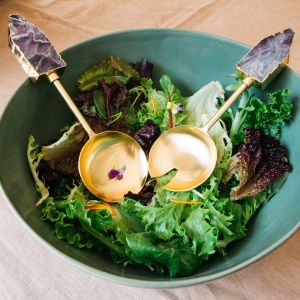 Amethyst and Brass Salad Servers