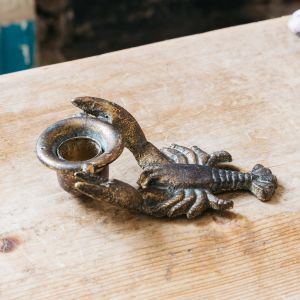 Antique Brass Lobster Candle Holder