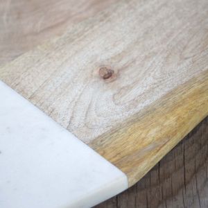 Angular Mango Wood and Marble Cheese Board