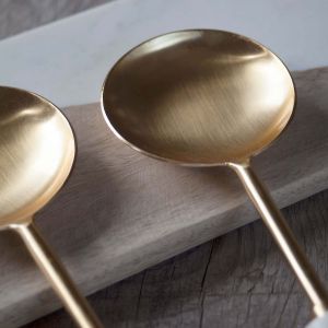 Marble and Brass Salad Servers