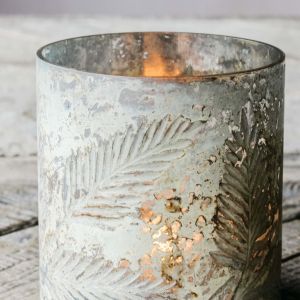 Antique Leaf Glass Candle Holder