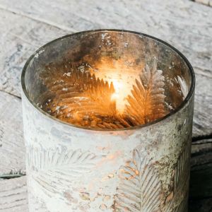 Antique Leaf Glass Candle Holder