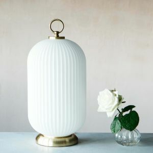 White Glass Lantern Table Lamp