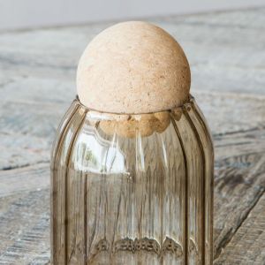 Brown Ribbed Glass Storage Jars