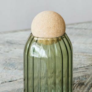 Green Ribbed Glass Storage Jars