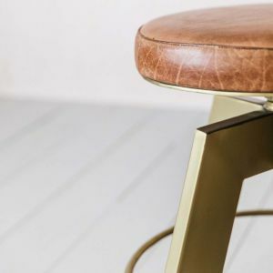 Jett Brass and Leather Stool