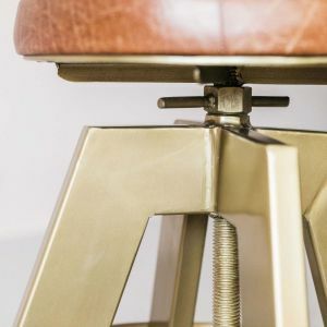 Jett Brass and Leather Stool