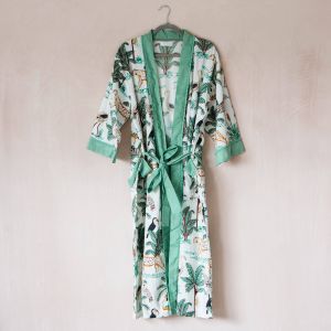 Cream Safari Print Dressing Gown