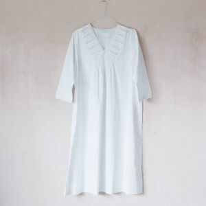 White Cotton Long Sleeve Nightdress