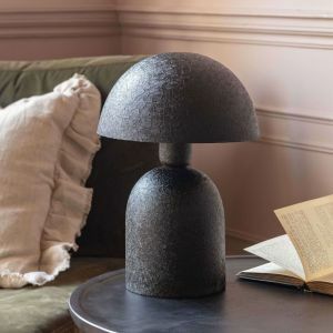 Black Textured Dome Table Lamp