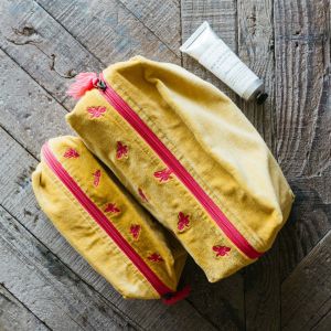 Ava Yellow and Fuchsia Bee Wash Bags