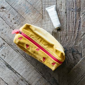Ava Yellow and Fuchsia Bee Wash Bags