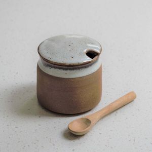 Grey Speckle Sugar Pot with Spoon