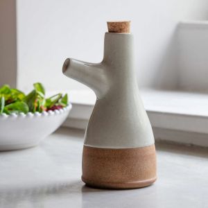White Glazed Ceramic Oil Bottle