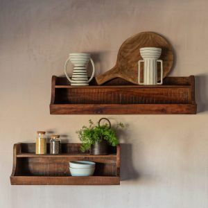 Recycled Wood Two Tier Shelf 80cm