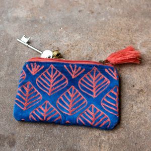 Ava Small Blue and Pink Velvet Pouch