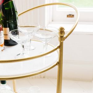 Round Drinks Trolley with Marble Shelves