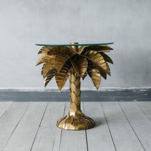 Gold Tropicana Palm Tree Side Table
