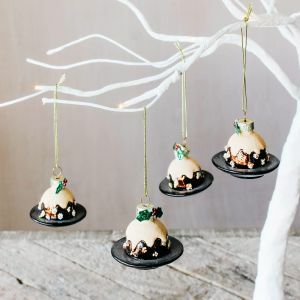 Set of Four Christmas Pudding Decorations