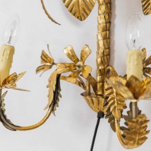 Gold Palm and Flower Wall Sconce