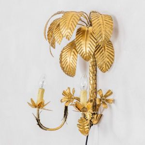 Gold Palm and Flower Wall Sconce