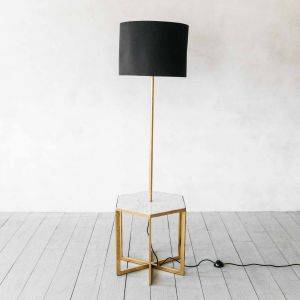 Gianna Hex Side Table with Floor Lamp and Shade