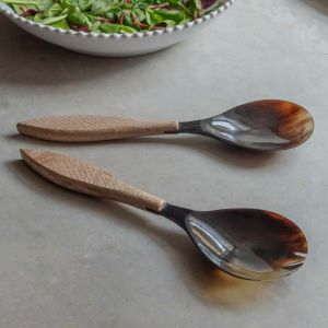 Horn and Wood Salad Servers