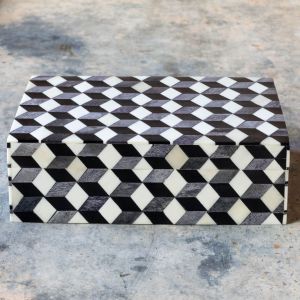 Geometric Black and Grey Bone Box