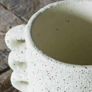 Cream Looped Handle Plant Pot