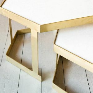 Set of Two Hexagonal Marble Coffee Tables