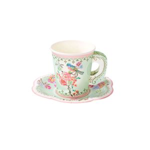 Set of Twelve Vintage Floral Paper Teacups