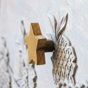 Star Wooden and Brass Door Knob
