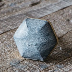Grey Marble Domed Hexagon Door Knob