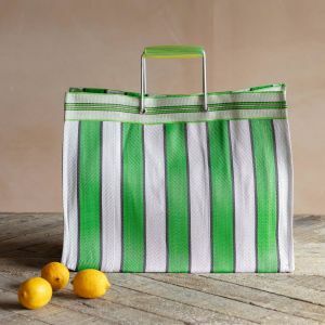 Green Stripe Recycled Shopping Bag