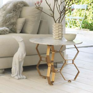 Hex Side Table With Marble Top
