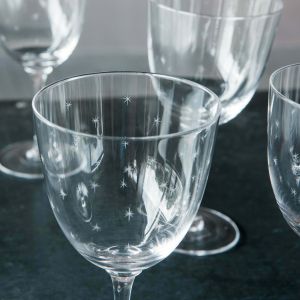 Set of Six Stars Crystal Wine Glasses