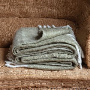 Olive Wool Blend Throw
