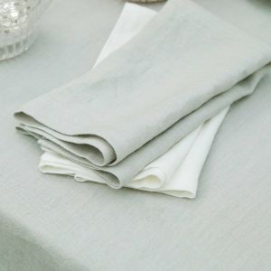 Set of Two Pale Grey Linen Napkins