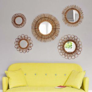 Set of Five Rattan Wall Mirrors