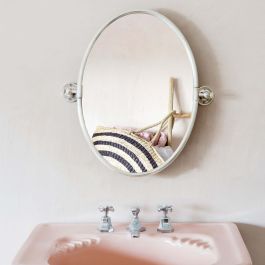 Otto Antique Silver Oval Tilting Mirror, Tilting Wall Mirror Bathroom