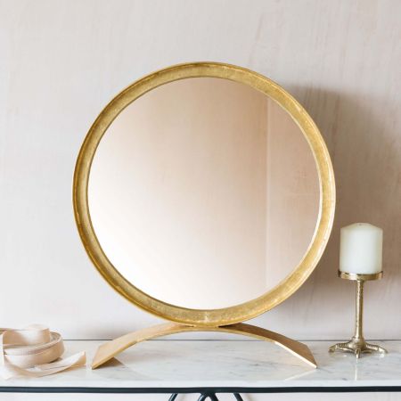 Zandar Small Gold Table Mirror