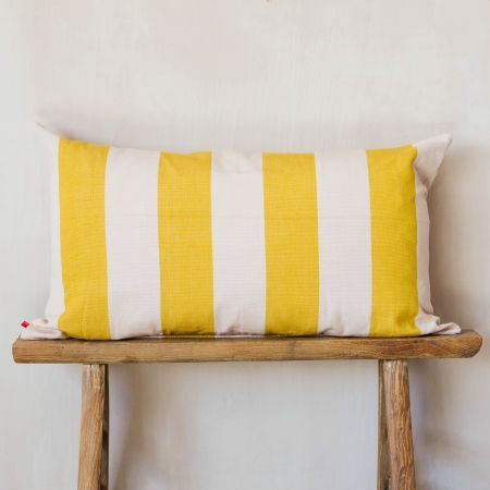 Mustard and Pink Striped Cushion