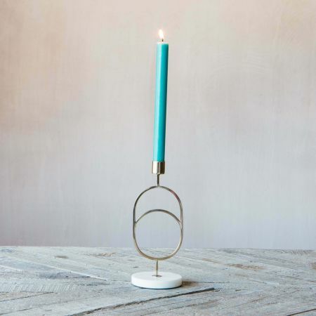 Layla Brass and Marble Candle Holder