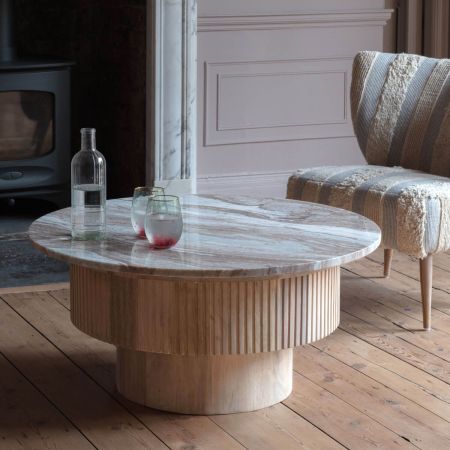 Isla Low Round Marble Coffee Table