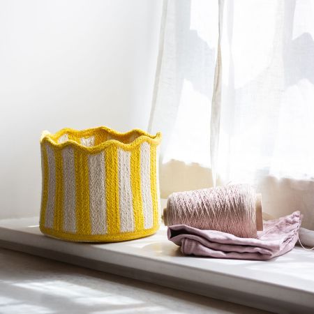 Yellow Striped Posy Basket