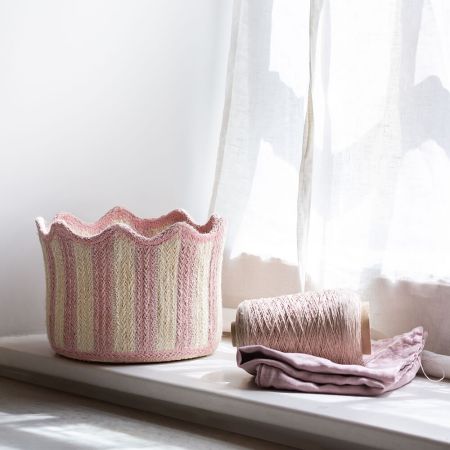 Pink Striped Posy Basket