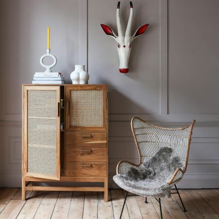 Cadance Cane Cabinet with Drawers
